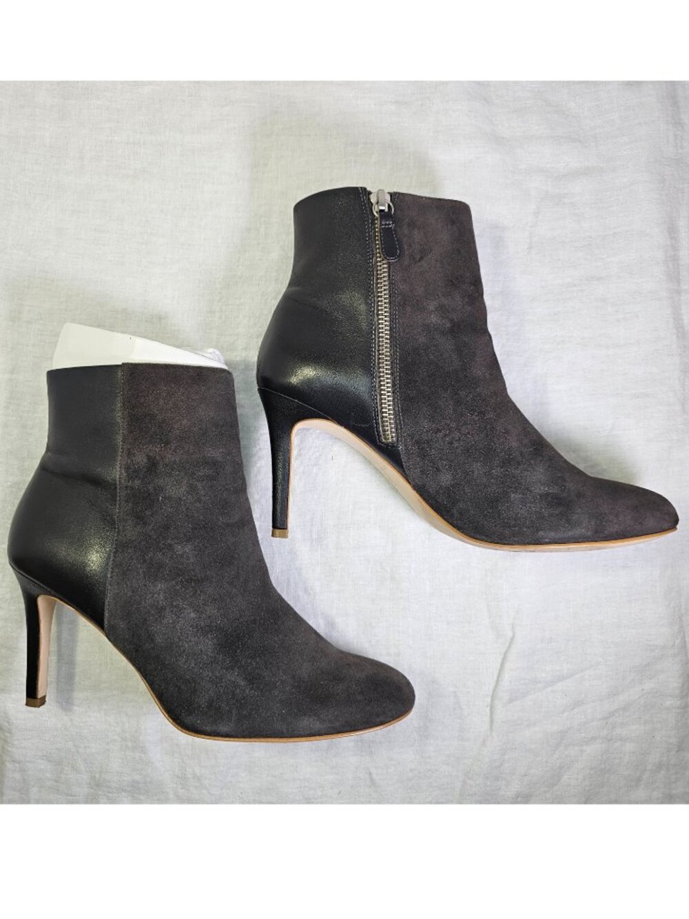 Ann Taylor Paulina 3.25” Stiletto Heel Leather Suede Bootie 8 Skyscraper Grey